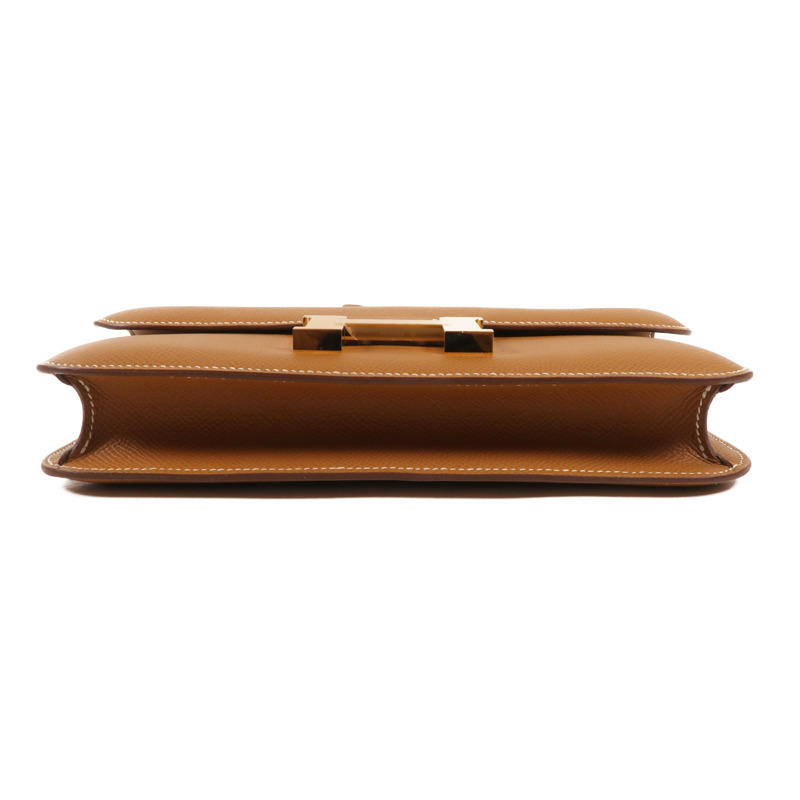 HERMES Epsom皮革Constance Elan金扣肩背袋Gold-3