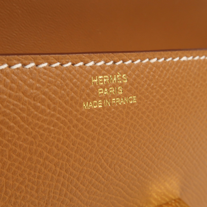 HERMES Epsom皮革Constance Elan金扣肩背袋Gold-5
