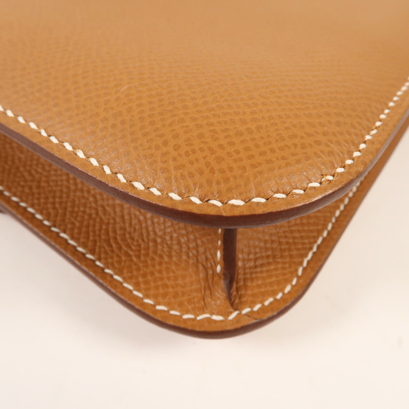 HERMES Epsom皮革Constance Elan金扣肩背袋Gold-10