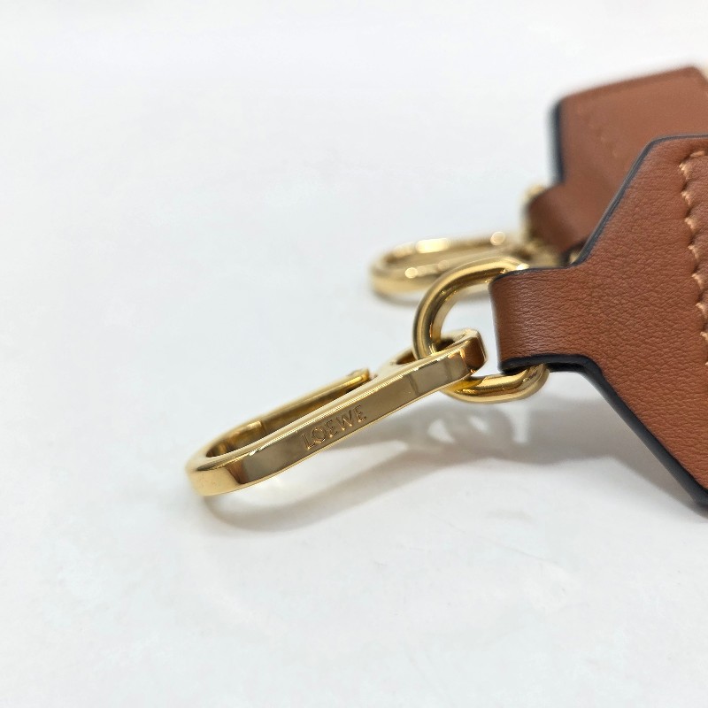 Loewe 米白織布拚棕色牛皮金釦背帶-6