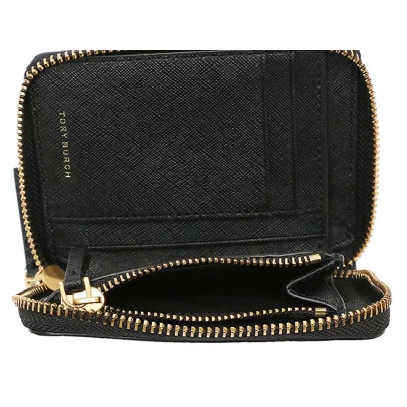 【TORY BURCH】素面皮革短夾-黑色-2