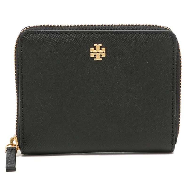 【TORY BURCH】素面皮革短夾-黑色-4