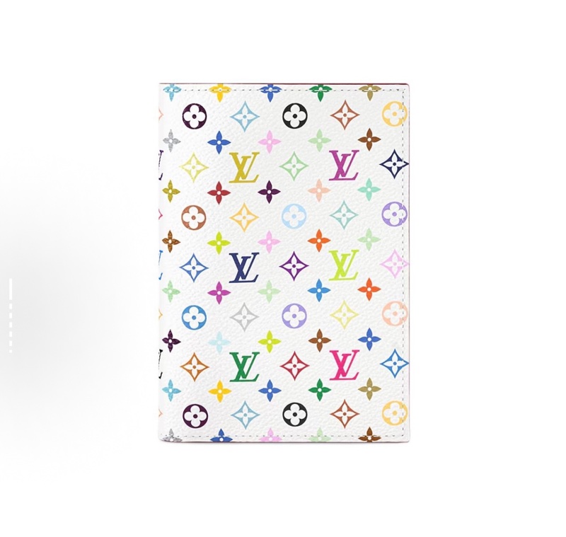 全新LV x 村上隆 聯名款 白三彩 護照包-1