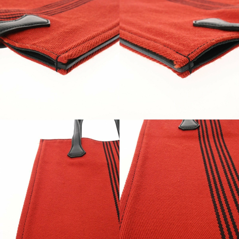 愛馬仕 Potamos Cabas PM 紅/黑男女通用 Swift Toile 托特包-9