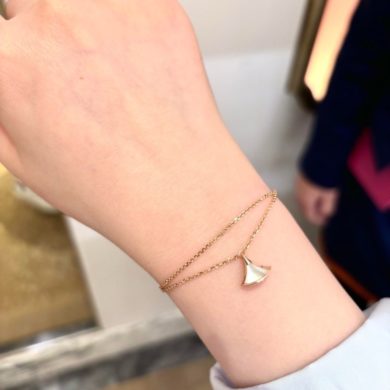 Bvlgari 白貝母扇子手鍊 白扇子手鍊 M/L-3