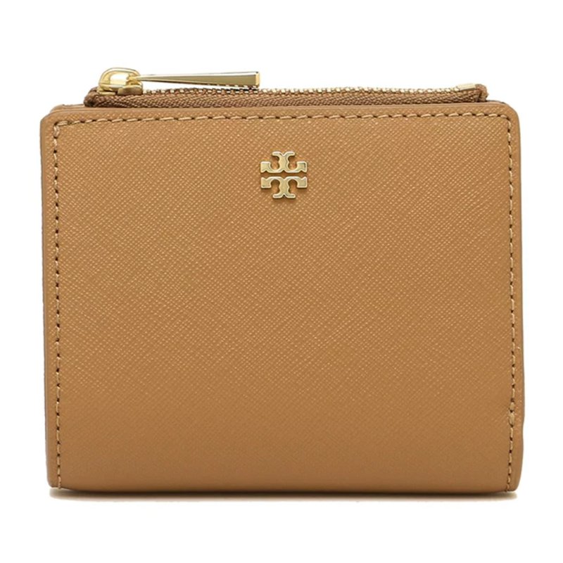 【TORY BURCH】素面防刮皮革短夾-駝色-0