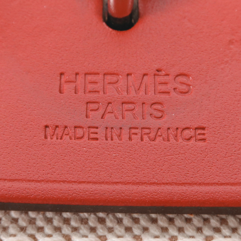 HERMES 塗層帆布Herbag PM銀扣手挽肩背兩用袋Rouge Casaque-5