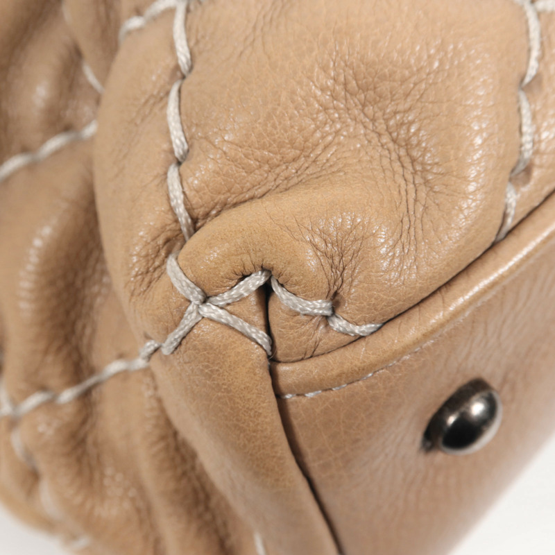 CHANEL 牛皮皮革Tote Bag銀扣肩背袋-10