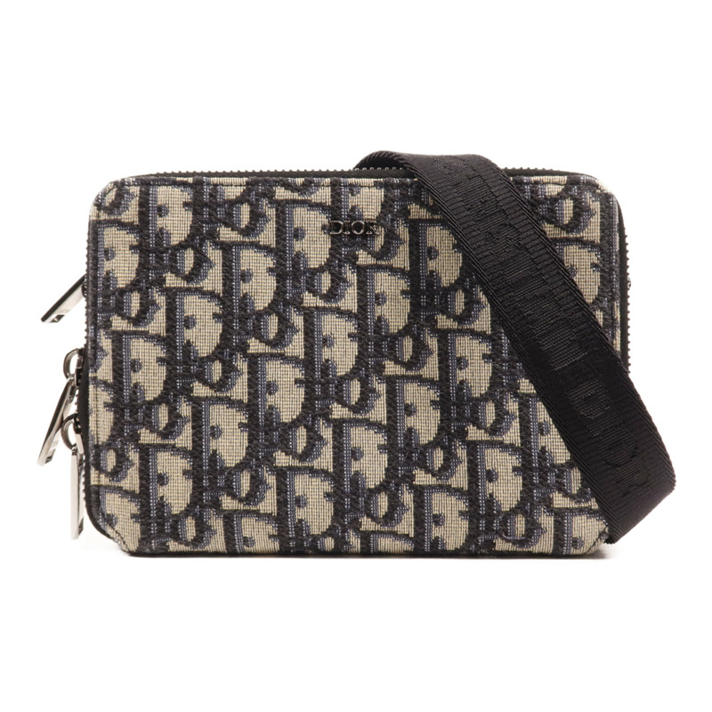 Dior 帆布Zipped Pouch With Strap銀扣肩背袋-0