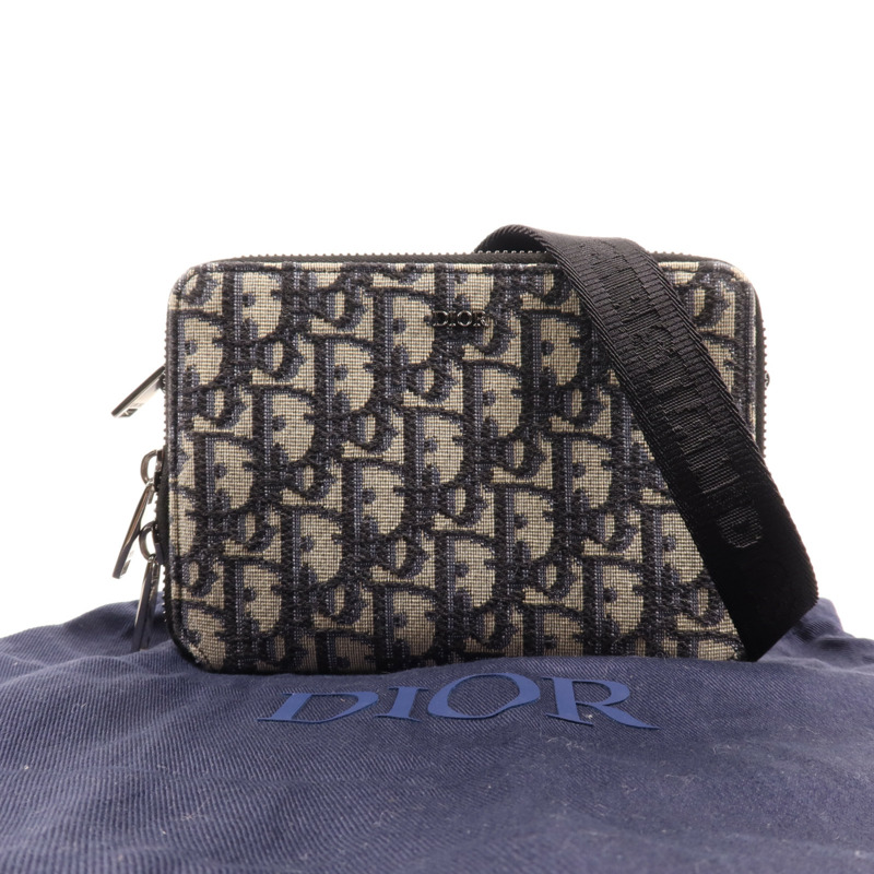 Dior 帆布Zipped Pouch With Strap銀扣肩背袋-8