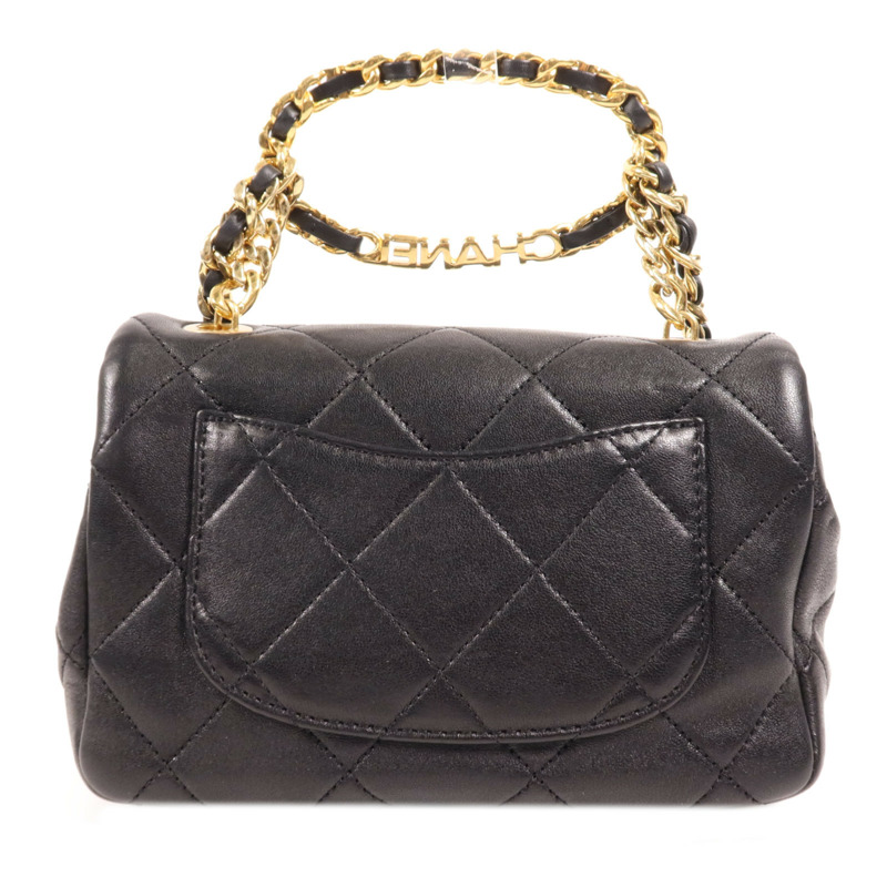 CHANEL 羊皮皮革Chain Shoulder金扣手挽肩背兩用袋-1