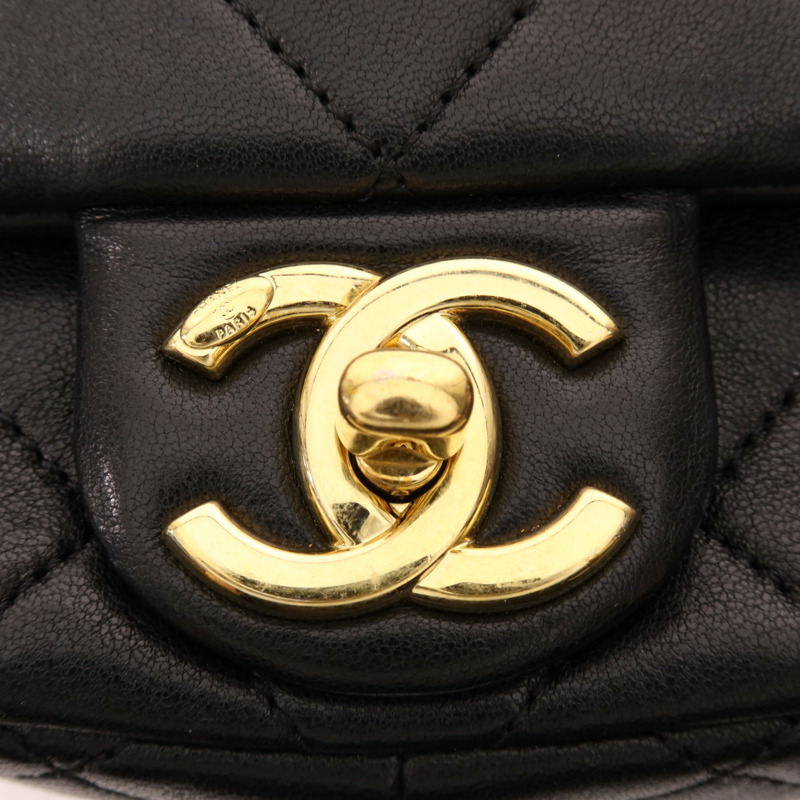 CHANEL 羊皮皮革Chain Shoulder金扣手挽肩背兩用袋-7