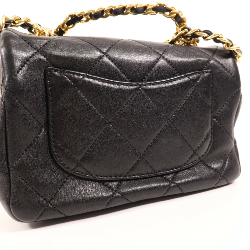 CHANEL 羊皮皮革Chain Shoulder金扣手挽肩背兩用袋-16