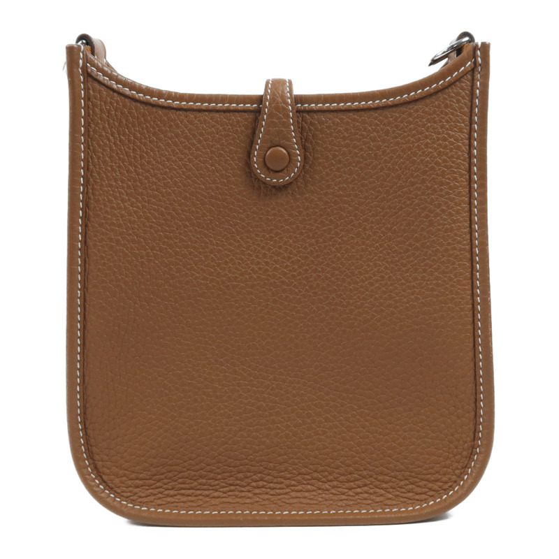 HERMES Clemence皮革Evelyne TPM銀扣肩背袋Gold-1
