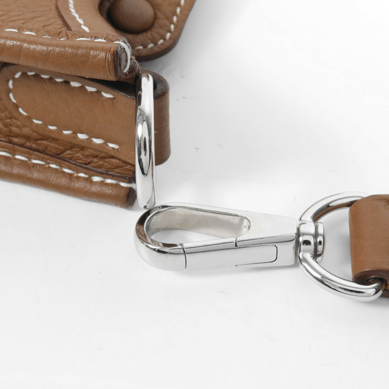 HERMES Clemence皮革Evelyne TPM銀扣肩背袋Gold-7