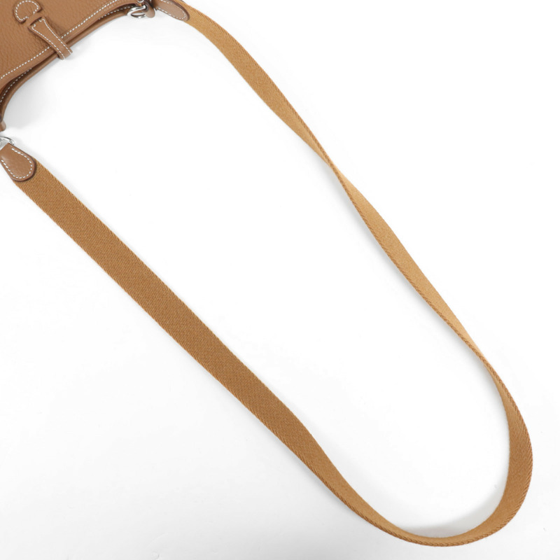 HERMES Clemence皮革Evelyne TPM銀扣肩背袋Gold-8