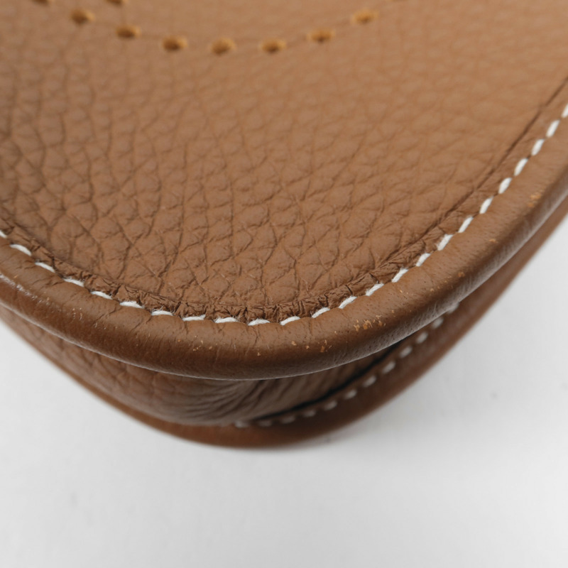 HERMES Clemence皮革Evelyne TPM銀扣肩背袋Gold-10
