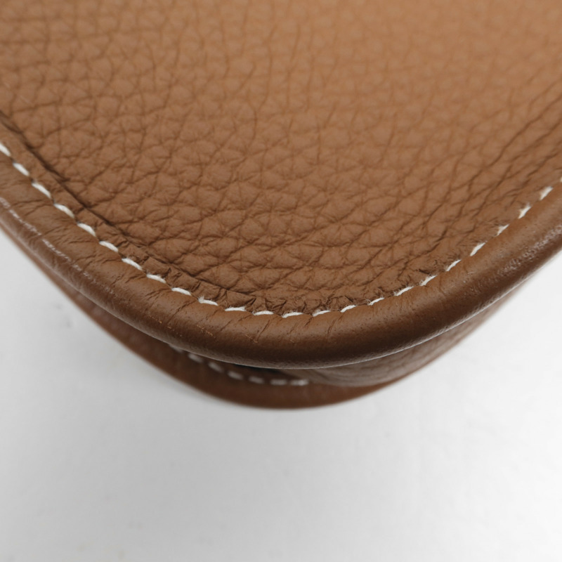 HERMES Clemence皮革Evelyne TPM銀扣肩背袋Gold-13