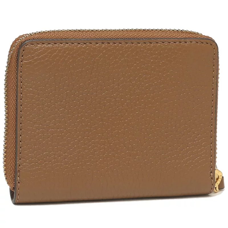 【TORY BURCH】雙T-LOGO素面扣式皮革短夾-駝色-1