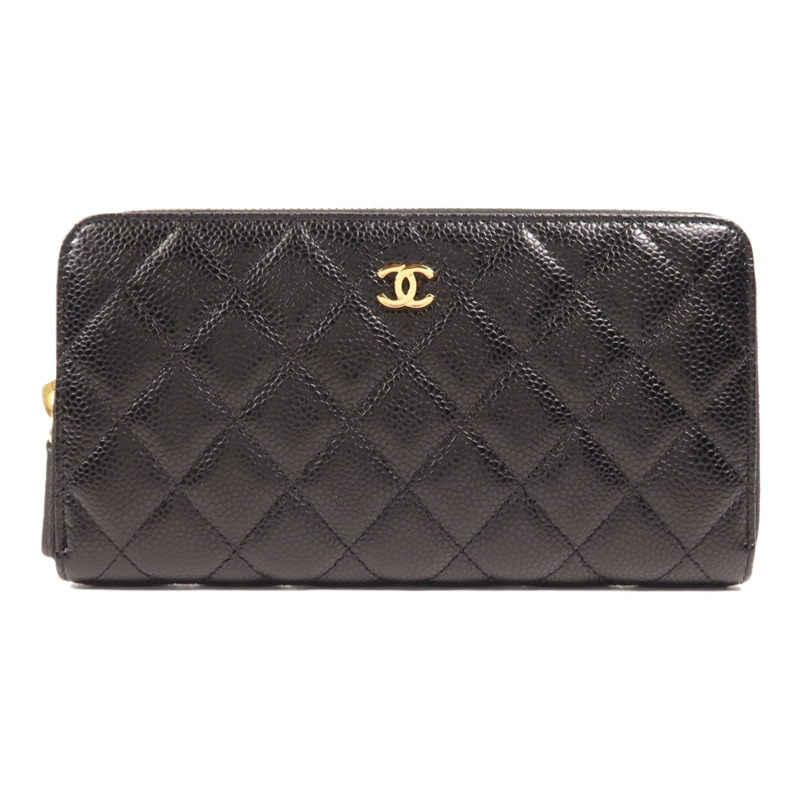 CHANEL 牛皮皮革Long Wallet金扣長錢包-0