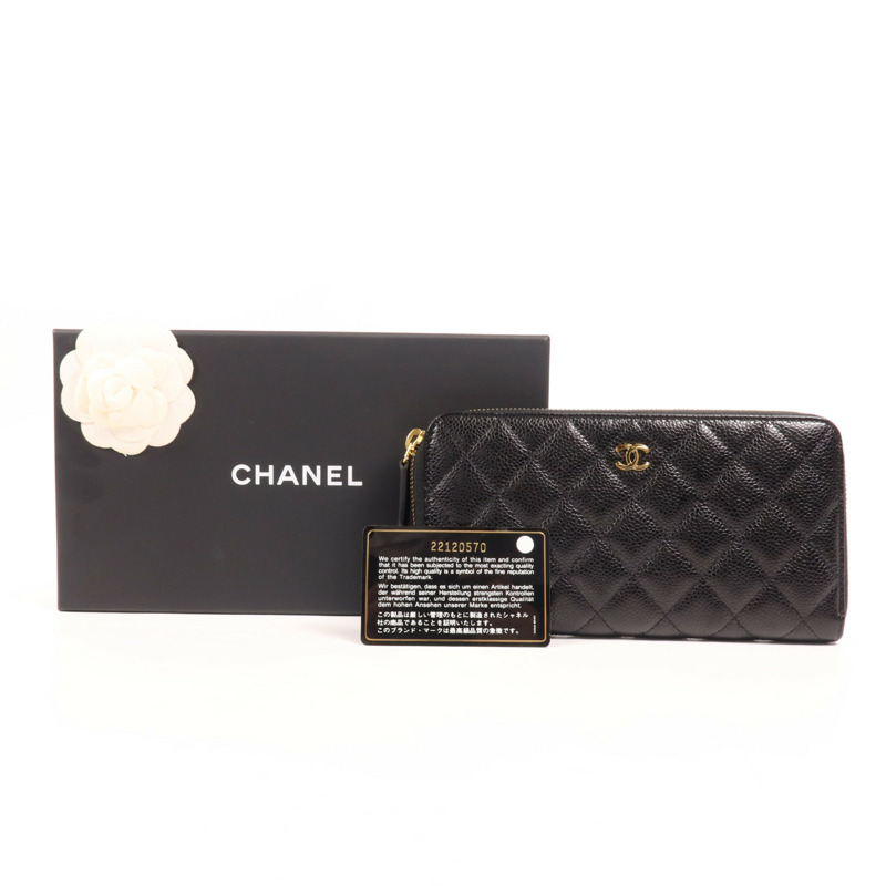 CHANEL 牛皮皮革Long Wallet金扣長錢包-9
