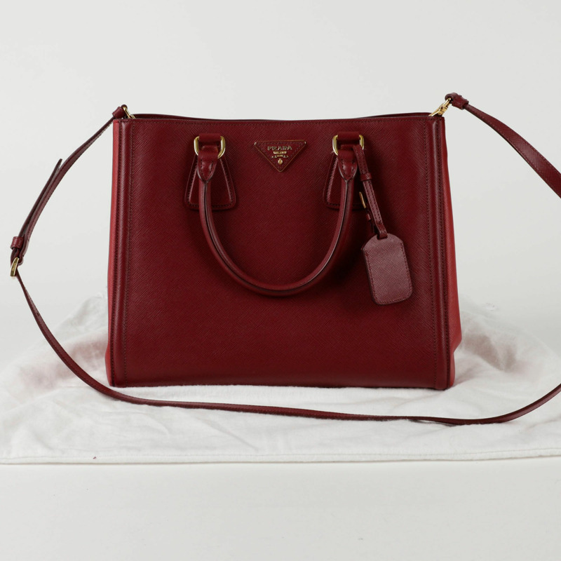 PRADA Saffiano Lux 手提單肩包 BN2438-0