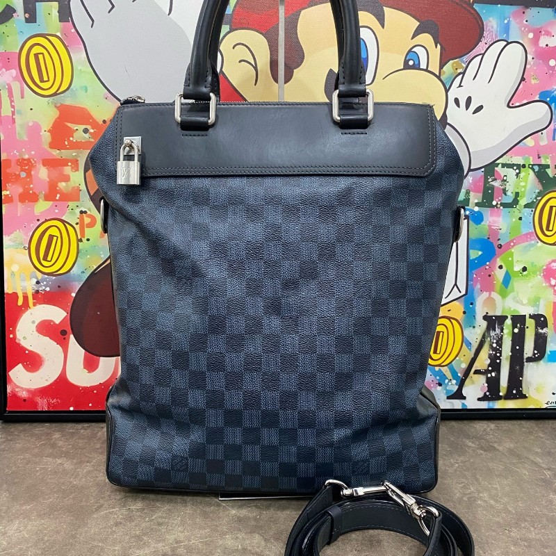 LV 男士棋盤格手提包肩背包-0