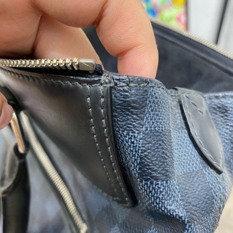 LV 男士棋盤格手提包肩背包-4