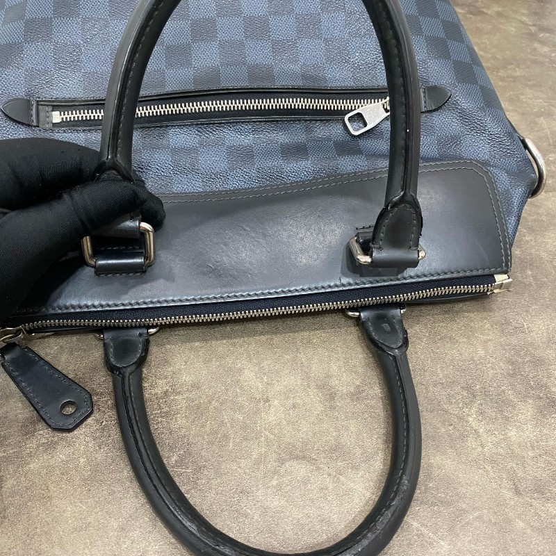 LV 男士棋盤格手提包肩背包-7