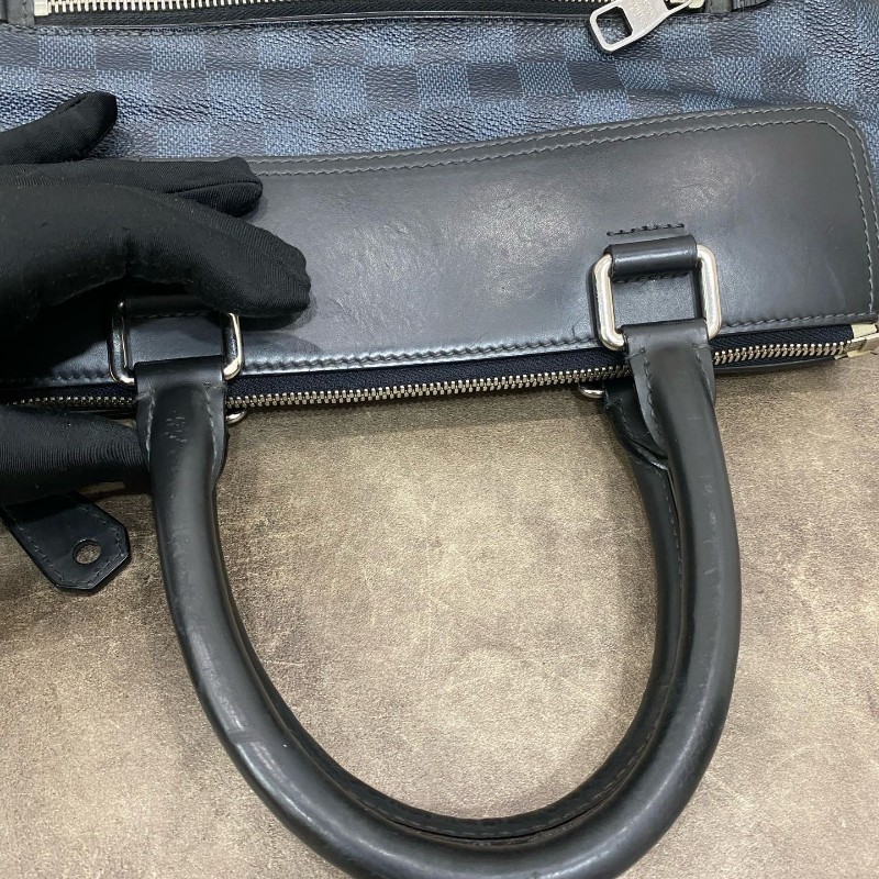 LV 男士棋盤格手提包肩背包-8