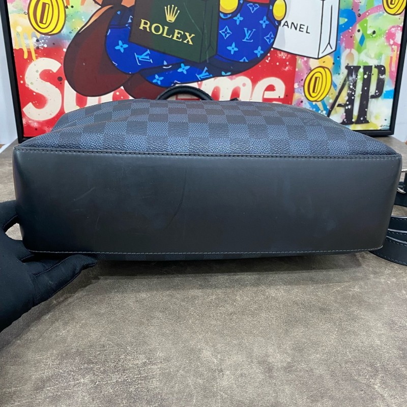 LV 男士棋盤格手提包肩背包-10