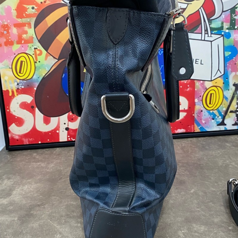 LV 男士棋盤格手提包肩背包-18