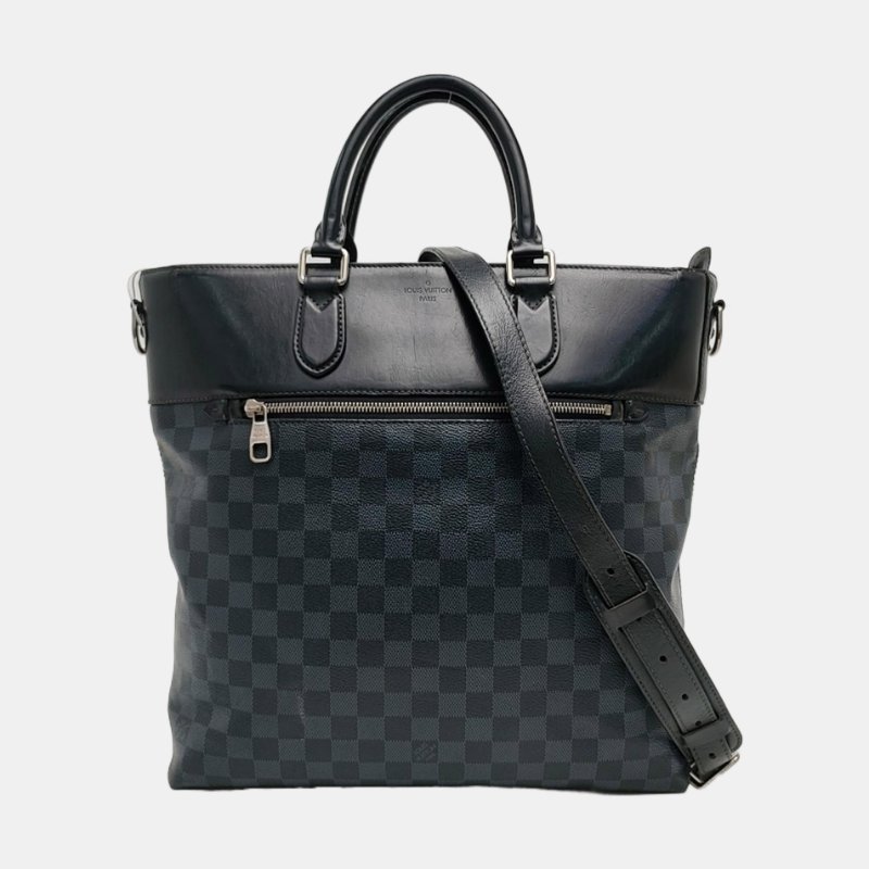 LOUIS VUITTON EXPLORER 藍色塗層帆布棋盤格單肩包手提包斜背包 銀色五金 可拆卸肩帶-6