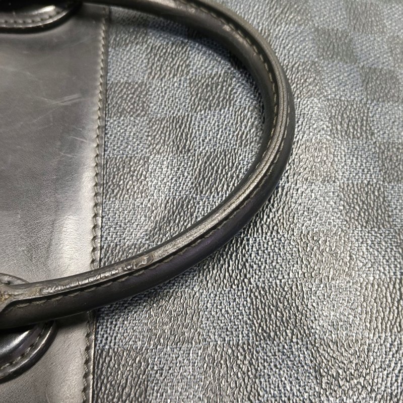 LOUIS VUITTON EXPLORER 藍色塗層帆布棋盤格單肩包手提包斜背包 銀色五金 可拆卸肩帶-10