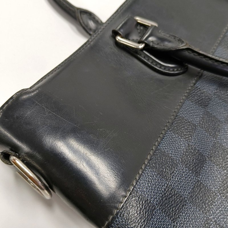 LOUIS VUITTON EXPLORER 藍色塗層帆布棋盤格單肩包手提包斜背包 銀色五金 可拆卸肩帶-11