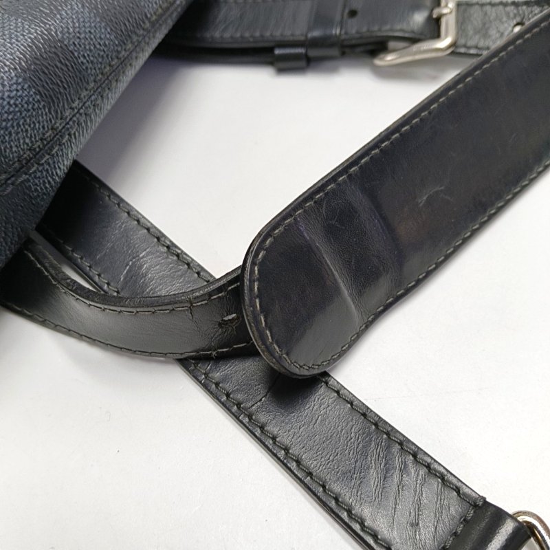 LOUIS VUITTON EXPLORER 藍色塗層帆布棋盤格單肩包手提包斜背包 銀色五金 可拆卸肩帶-16