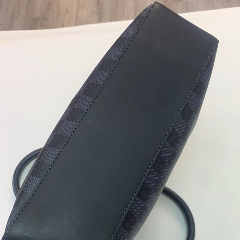 Lv Newport 藍棋盤格男款手提包肩背包手提包-4