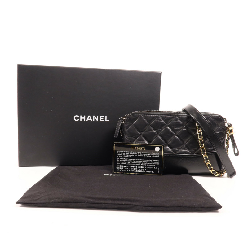 CHANEL 羊皮皮革Gabrielle WOC鏈帶肩背袋-10