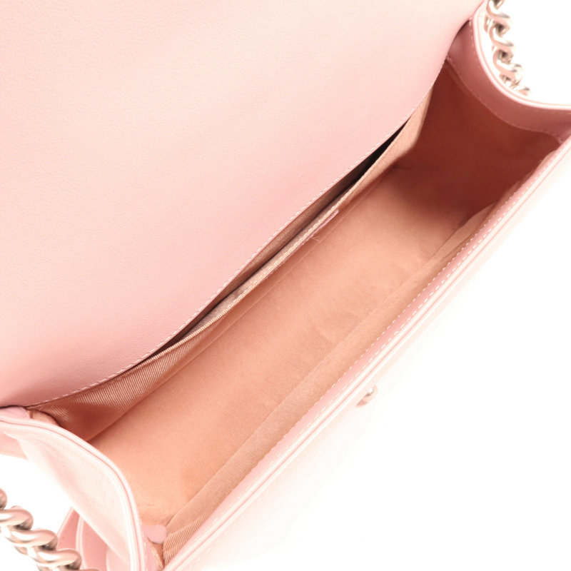 CHANEL 羊皮皮革Boy 25銀扣肩背袋-4