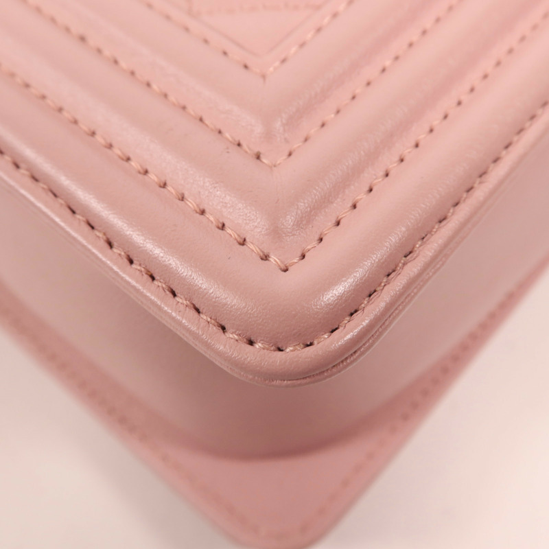 CHANEL 羊皮皮革Boy 25銀扣肩背袋-13