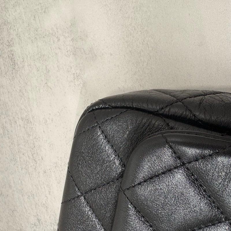 CHANEL香奈兒|22C新款珍珠鏈條口蓋包 黑金 晶片款-8