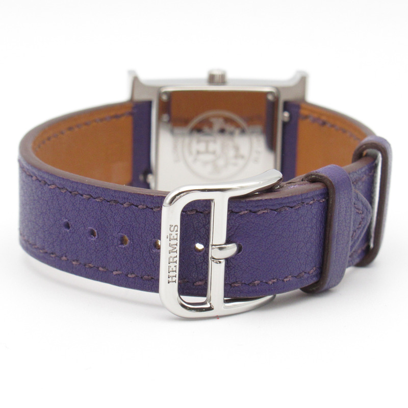 【再降價】銀色 精鋼 Heure H 紫色錶帶 石英 手錶 HH1.210【HERMES 愛馬仕】 HH1.210-2