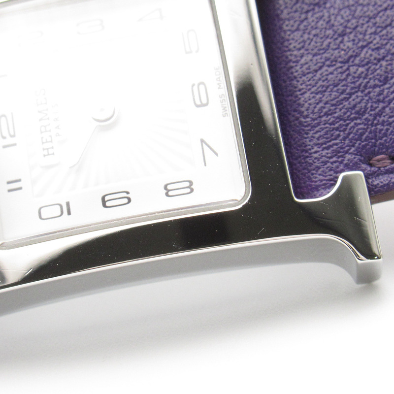 【再降價】銀色 精鋼 Heure H 紫色錶帶 石英 手錶 HH1.210【HERMES 愛馬仕】 HH1.210-9