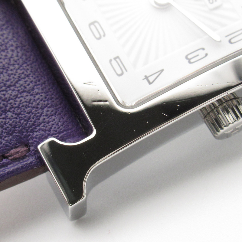 【再降價】銀色 精鋼 Heure H 紫色錶帶 石英 手錶 HH1.210【HERMES 愛馬仕】 HH1.210-10