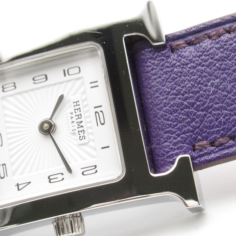 【再降價】銀色 精鋼 Heure H 紫色錶帶 石英 手錶 HH1.210【HERMES 愛馬仕】 HH1.210-11