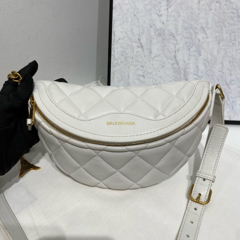 Balenciaga 菱格腰包 艾菲爾鐵塔裝飾鏈條 肩背包手提包斜背包-1