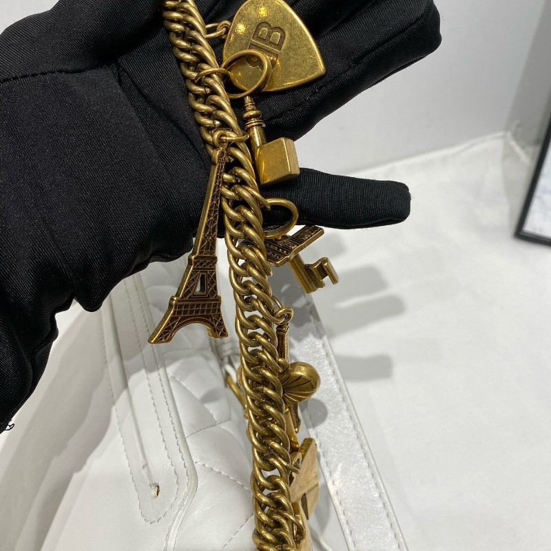 Balenciaga 菱格腰包 艾菲爾鐵塔裝飾鏈條 肩背包手提包斜背包-16