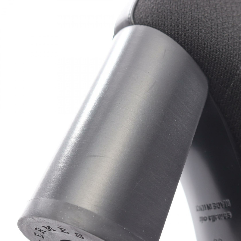 愛馬仕 JENNA 60 短靴 #38 鞋跟 H242198Z 皮革織物黑色二手女靴-5