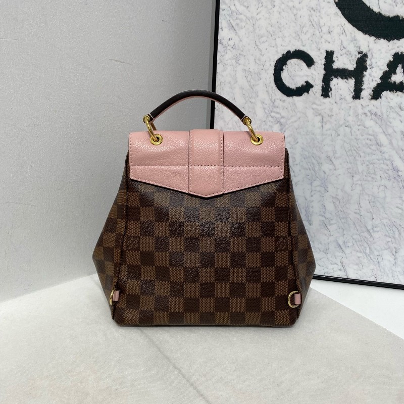 LV 路易威登 clapton 粉色拼棋盤格後背包-3