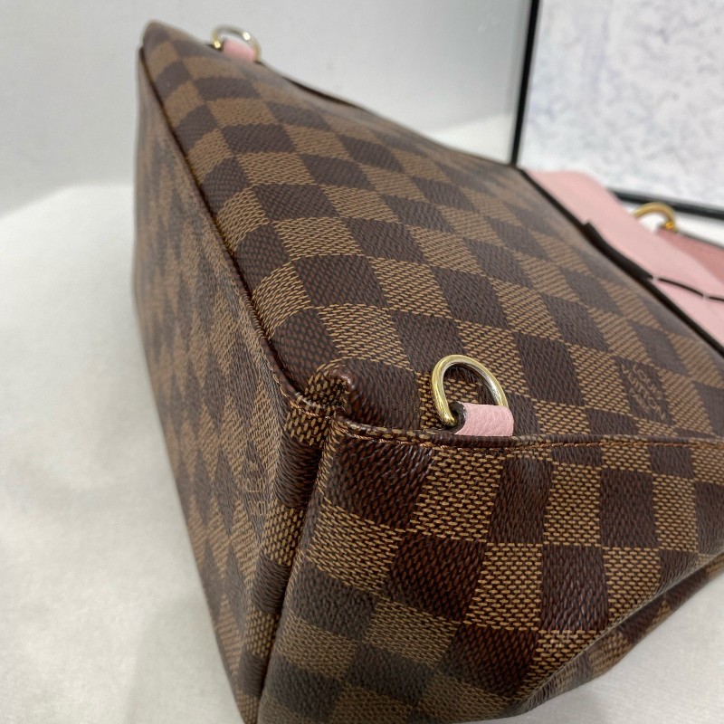 LV 路易威登 clapton 粉色拼棋盤格後背包-10